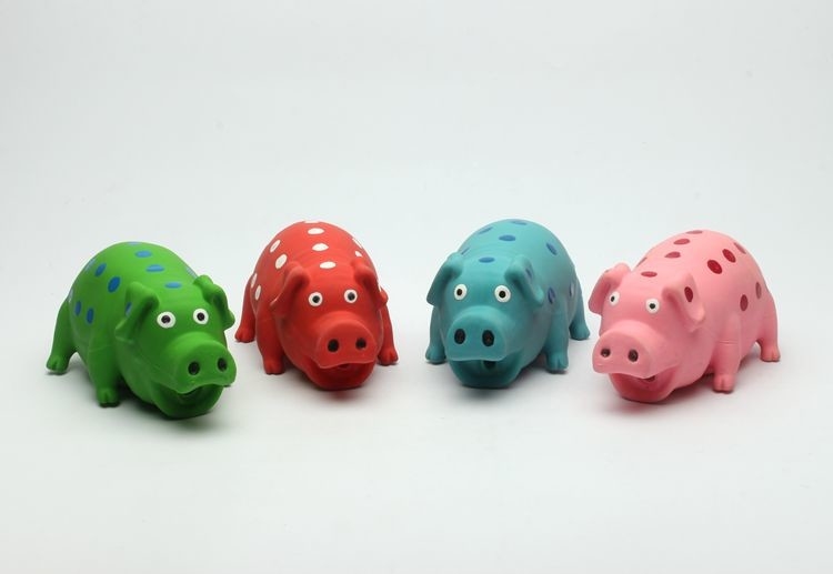 Small Cute Durable Squeaky Dog Toys / Eco - Friendly Rubber Pig Toy For Dogs
