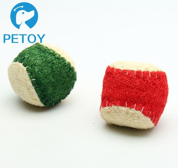 Eco Friendly Small  Indestructible Rope Dog Toys Nature Loofah Material